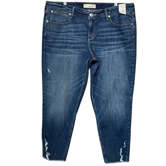 Maurices Skinny Ankle Jeans Women’s 34 Short Medium Wash Distress Raw Hem NEW - Picture 1 of 11